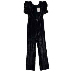 ADELYN RAE Wynn Jumpsuit Black Crushed Velvet Women’s Open Back Formal Jumpsuit